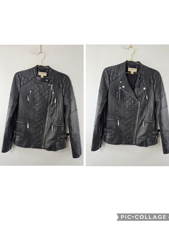 Michael Kors Jackets & Blazers - Michael Kors Lamb Leather Convertible Zip Front Moto Biker Jacket Black Size M